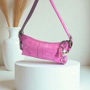 COACH Vintage Demi Pink Baguette Suede Soft Demi Bag
